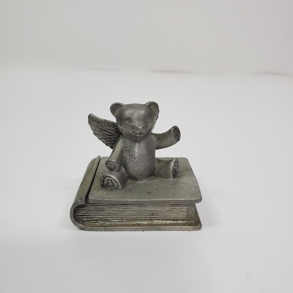 Vintage Teddybear Pewter Etain Zinn Tooth Fairy Tales Keepsake Box/Holder - Picture 1 of 9